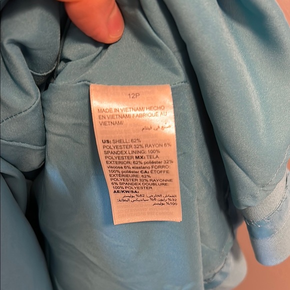 White House Black Market NWOT Belted Blue Sleeveless Dress 12P - Picture 4 of 4